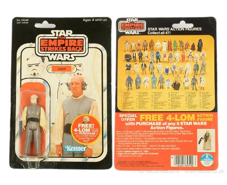 Kenner vintage Star Wars The Empire Strikes Back Lobot 3 3/4" figure, Mint, within Good Plus (dented) bubble, upon Good Plus 