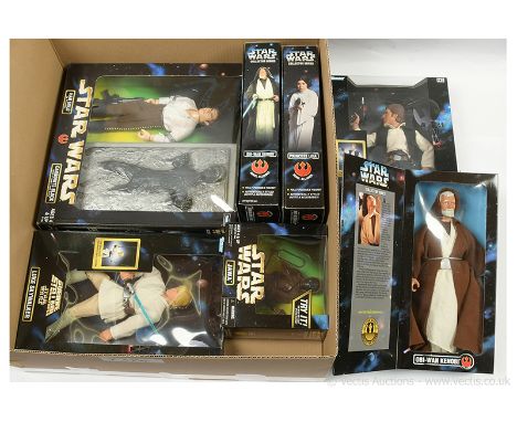 Kenner Star Wars modern 12" scale figures x seven includes Collector series Obi-Wan Kenobi x two, Collector Series Princess L