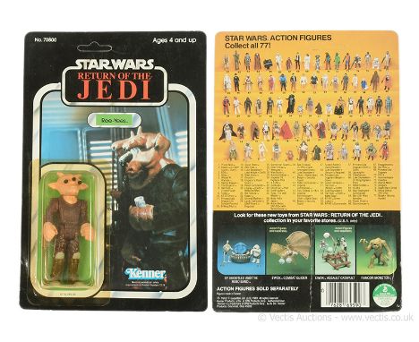 Kenner vintage Star Wars Return of the Jedi Ree-Yees 3 3/4" figure, Mint, within Excellent (yellowed) bubble, upon Good Plus 