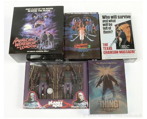 NECA Movie related Action Figures x five including A Nightmare on Elm Street 3 Dream Warriors Freddy Kruger, An American Were