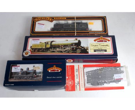 3 steam locomotives Bachmann 31-056 BR black late crest class J72 tank engine (G-BG), 31-701A BR lined black class B1 engine 