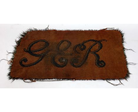 Great Eastern Railway carpet approx 1m x ¾m with GER scrolled to centre