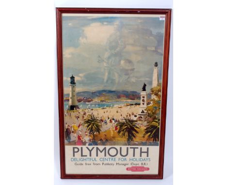A BR Plymouth Double Royal railway poster depicting the Plymouth coast as printed in Great Britain by Jordison & Co Ltd, the 
