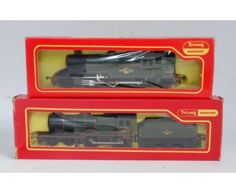A Triang Hornby R350 BR green 4-4-0 class L1 engine and tender (G-BG) together with R59S BR green 2-6-2 tank engine with inst
