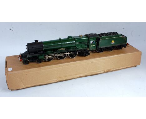 A brass and whitemetal, possibly kit built, Princess class engine and tender finescale wheels can motor, link couplings for 2