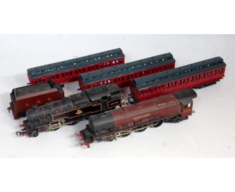 A mixed lot includes Hornby Dublo 3-rail LMS maroon 'Duchess of Atholl' engine and tender fitted with later Duchess chassis (