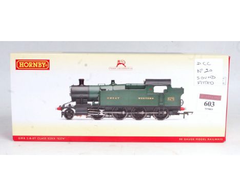 A Hornby R3125 GWR green class 52XX 2-8-0 tank engine, model has DCC and sound fitted, with instructions (M-BNM)