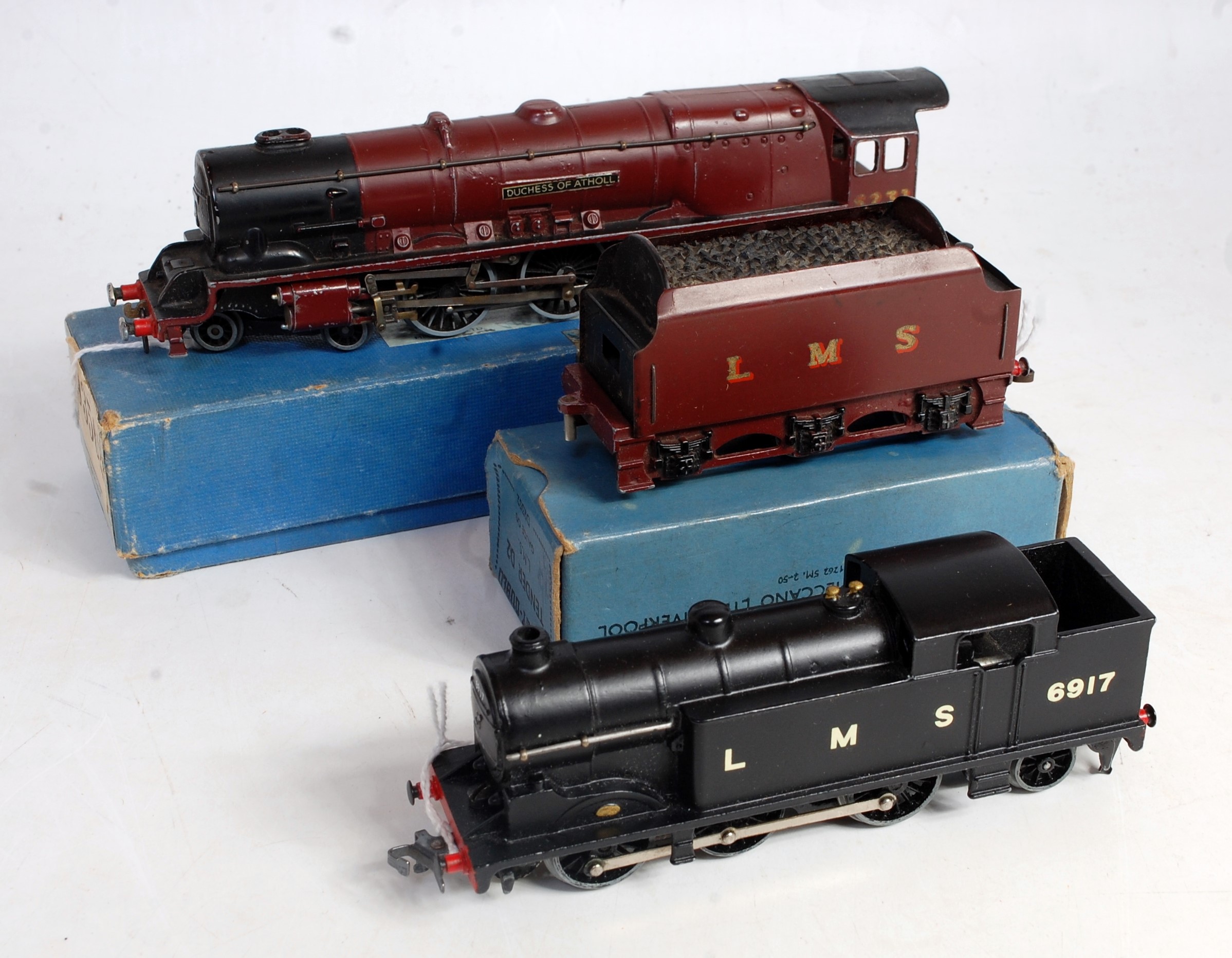 Two Hornby Dublo 3-rail locos:- EDL7 0-6-2 total repaint black 0-6-2 ...