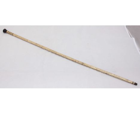 A shark vertebrae swagger stick, with horn bands and pommel. 72cm long.