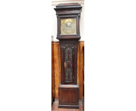 An 18th century 8-day longcase clock, the dial engraved Hen. Payton, Bromsgrove, 11.5" square brass dial, subsidiary second d