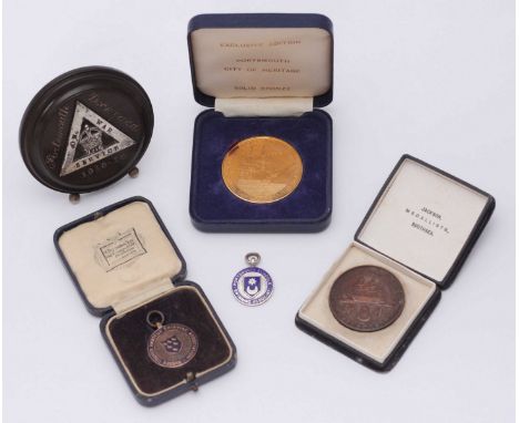 A white metal 'On War Service 1916' triangle badge mounted on circular Bakelite easel plaque, together with a George V Corona