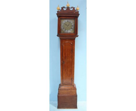 An early 18th century thirty-hour longcase clock, by Stephen Mears of Hempnall, with square brass dial, applied pierced brass