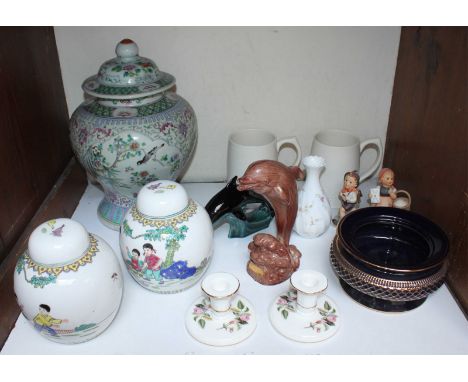 SECTION 2.  A Chinese jar with cover, decorated with birds amidst flowering trees, together with two Chinese ginger jars, an 