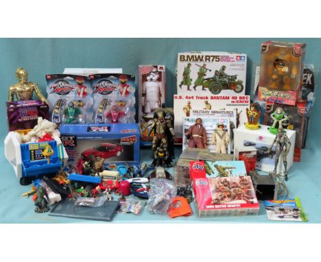 Parcel of various toys including Star Wars, M.A.R.S, Tamiya scale models, Doctor Who etc All in used condition