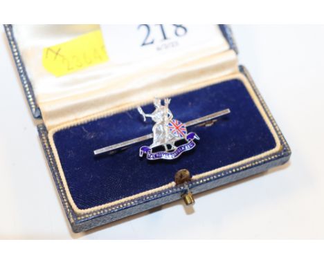 A boxed Hallmarked Sterling silver and enamel Royal Norfolk Regiment brooch