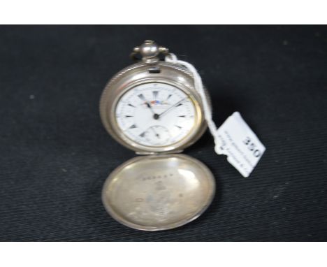 Swiss 80% Grade Silver Pocket Watch with Enamel Face - Constantinople Retailer, Some Damage to face 
