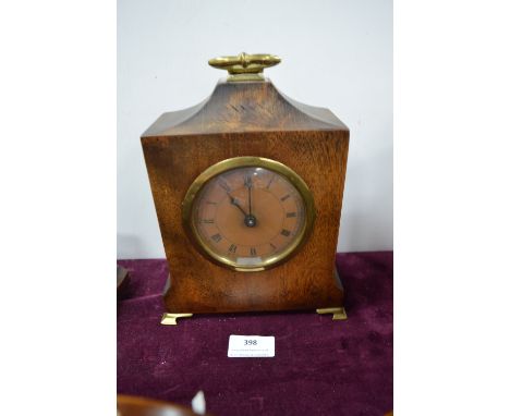 Oak Cased Mantel Clock with Brass Fittings 