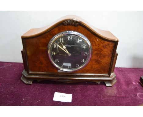 Walnut Mantel Clock - Barraclough &amp; Sons, Leeds 