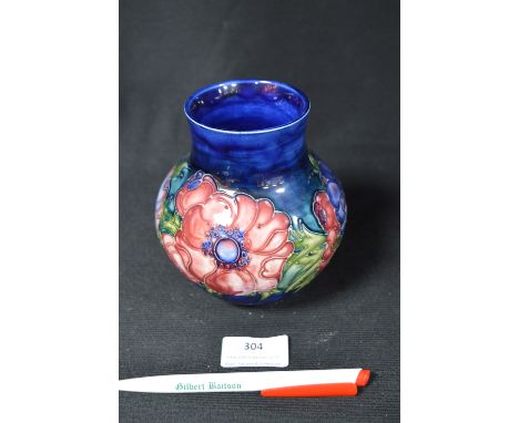 Moorcroft Anemone Pattern Vase of Blue Ground 