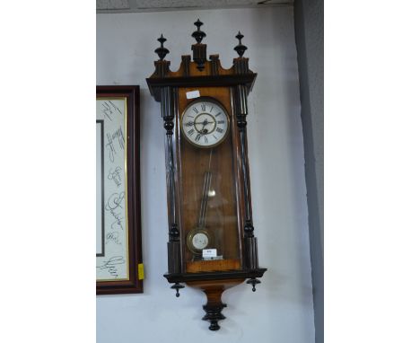 Mahogany Cased Vienna Wall Clock with Brass &amp; Enamel Face 