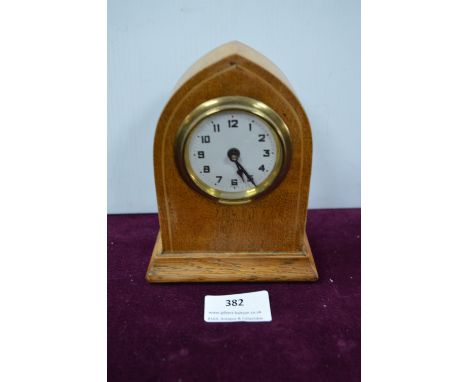 Small Edwardian Oak Mantel Clock 