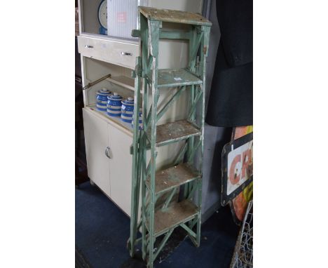 Painted Green Five Tread Folding Step Ladder 