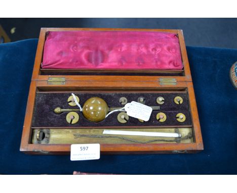 Sikes Hydrometer Circa 1900 by J Lowe London in Mahogany Case