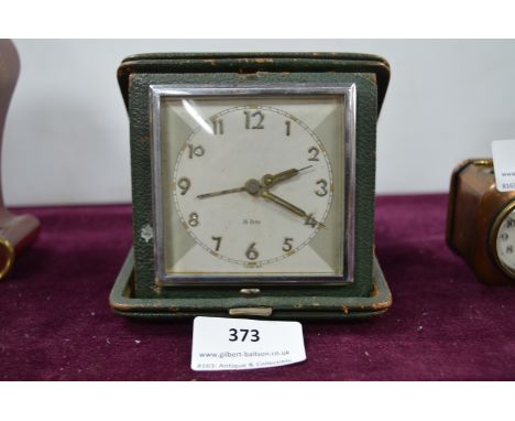 Continental Travel Alarm Clock with 8 Day Movement in Green Folding Case 