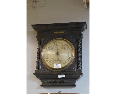 Oak Framed Barometer with Barley Twist Supports 