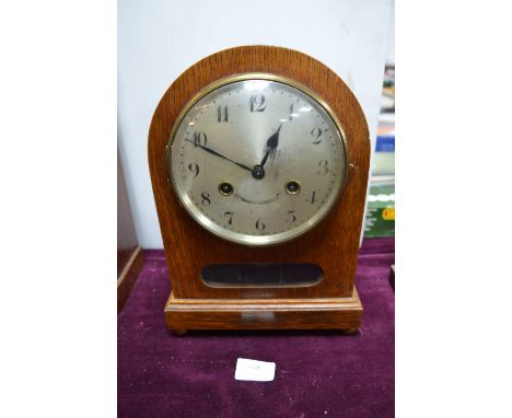 Edwardian Oak Mantel Clock 