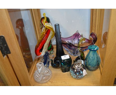 Murano Glass, Glass Paperweights and a Lighter 