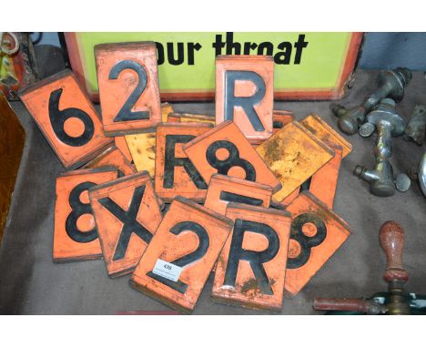 Set Vintage Enamel Interchangeable Registration Plate Numbers 