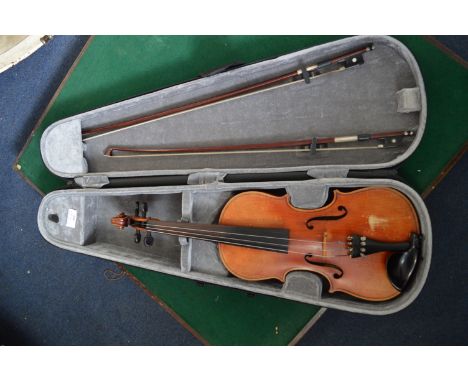 German Stradivarius Copy Violin with Case and Two Bows 