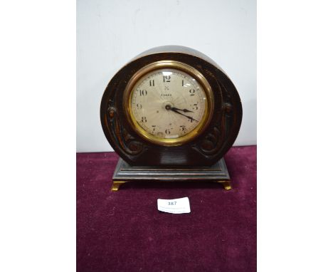 1930's 8 Day Dark Oak Mantel Clock 