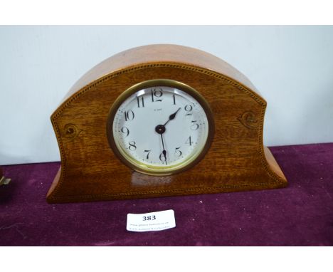 Edwardian 8 Day Inlaid Mahogany Mantel Clock 