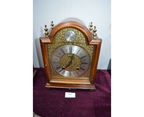 Mahogany Mantel Clock with Engineered Brass Face "Tempus Fugit" 