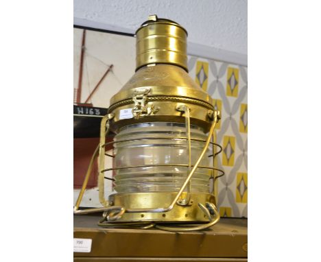 Reproduction Brass Ships Light with Electric Fittings 