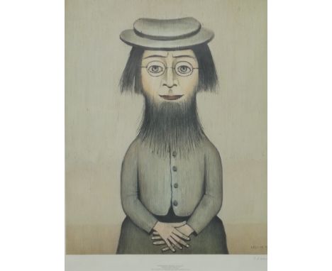 Laurence Stephen Lowry (1887-1976), coloured framed print, excellent all round condition, 'Woman with a Beard', FATG blind st