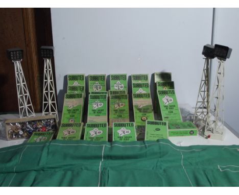 A large collection of vintage Subbuteo to include 22 teams part and full sets , extra players ,flood lights and others 