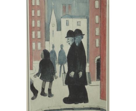 Laurence Stephen Lowry (1887-1976), coloured framed print, excellent all round condition, 'Two Brothers', FATG blind stamp bo