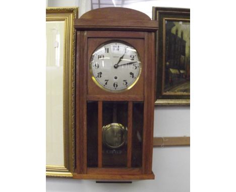 French Vedette light oak wall clock. 