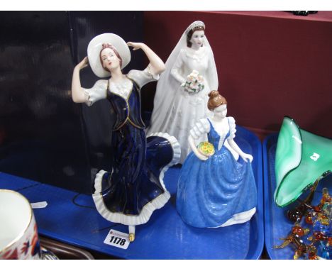 A Royal Worcester 'Her Majasty Queen Elizabeth II' figurine 2007, boxed; Royal Doulton 'Pretty Ladies' Helen, and a Royal Dux
