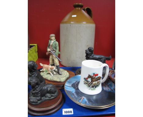 Leonardo Collection 'Gamekeeper', resin model hunting dogs, on plinths, dog themed cabinet, plates, model pheasants, etc:- On