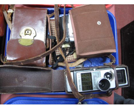 Vintage Cameras; Kodak Brownie 'Cresta' Bakelite Camera, Ensign camera and Bell &amp; Howell Autoset cine camera. (3)