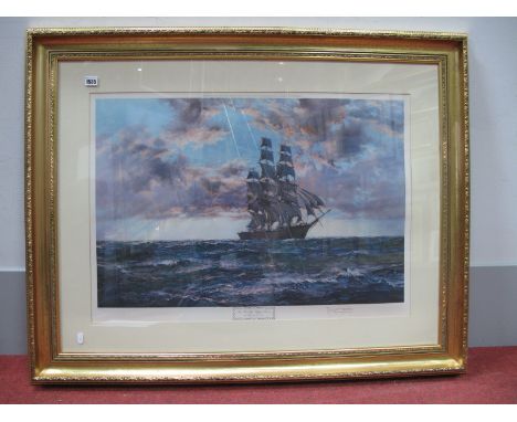 After Montague Dawson: 'The Tall Ship - Clipper Kaisow', colour print, graphite signed and blind stamped lower margin, in gil