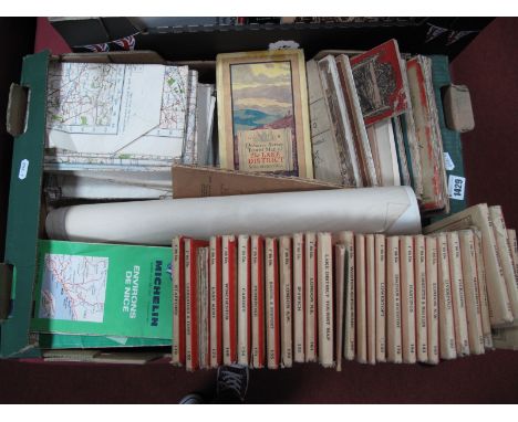 A Quantity of Ordnance Survey Maps, George V to mid XX Century linen backed; Michelin  Guides etc:- One Box