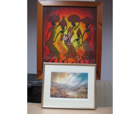 Picture on Fabric, African Figure Study 66 x 52cm. K Baggaley 'Monsal Head' limited edition colour print of 450, signed, 24.5