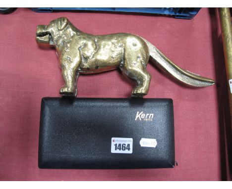 A Kern Geometry Set, (cased), and a novelty cast brass dog nut cracker. (2)