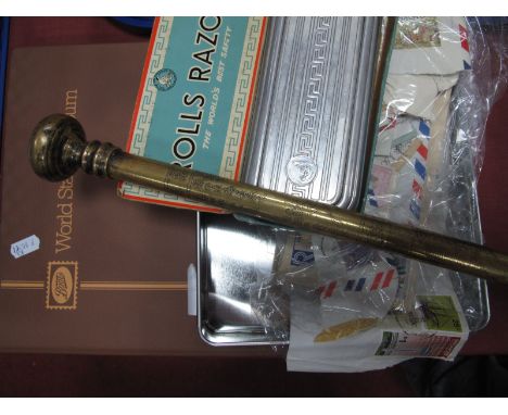 A Sword Stick, having oriental hieroglyphics to brass casing, Rolls razor, quantity of stamps, loose and in album.