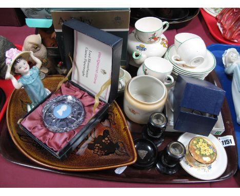 A Spode 'Aegean' Shield Shaped Dish, Royal Doulton figure 'Make Believe' HN 2225, Wedgwood cameo inset 'Lord Mountbatten' pap